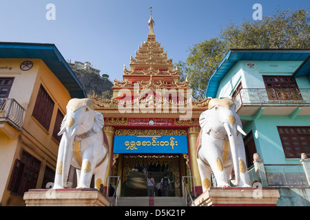 Popa Taung Kalat Temple entrance, Mount Popa, near Bagan, Myanmar, (Burma) Stock Photo