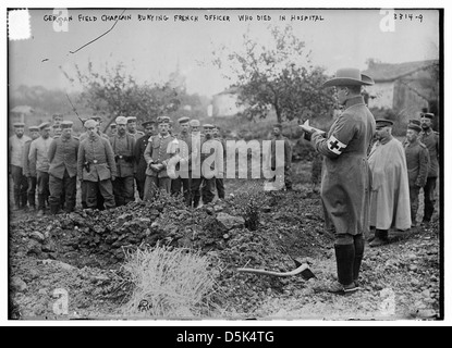 German Field chaplain burying French Officer who died in hospital (LOC) Stock Photo