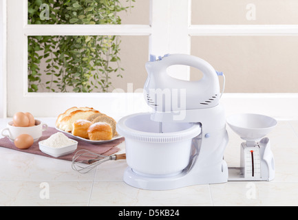 Electric mixer machine with weight scale for  your bread or dessert Stock Photo