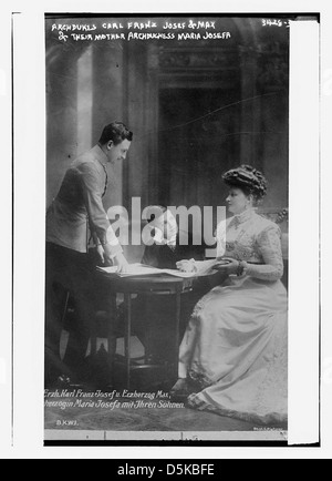 Archdukes Carl Franz Josef & Max & their mother Archduchess Maria Josefa (LOC) Stock Photo