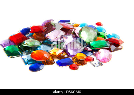 Colorful gem stones isolated on a white background Stock Photo