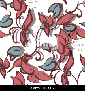 Seamless texture illustration with flowers and leaves Stock Photo - Alamy