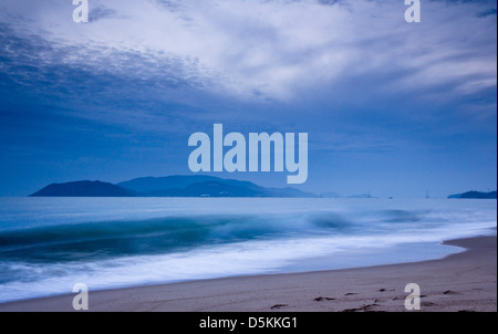 The shoreline and wide sandy beaches of Vietnam. Stock Photo