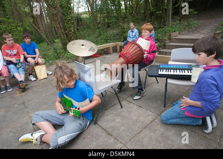 Year 6 (11 year olds) at Holy Trinity Pewley Down School, Guildford, Surrey, England, UK Stock Photo