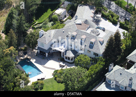 Aerial view of Robbie Williams ' home in Los Angeles. Los Angeles, Californa - 26.04.2011 Stock Photo