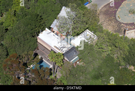 Aerial view of Demi Moore and Ashton Kutcher 's home in Los Angeles. Los Angeles, Californa - 26.04.2011 Stock Photo