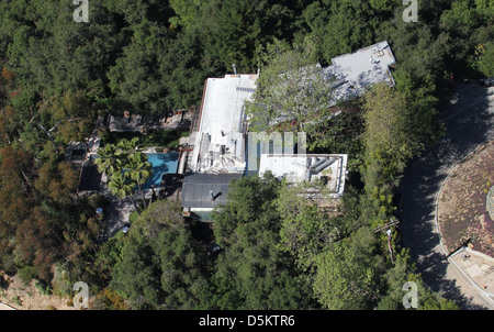 Aerial view of Demi Moore and Ashton Kutcher 's home in Los Angeles. Los Angeles, Californa - 26.04.2011 Stock Photo