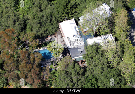 Aerial view of Demi Moore and Ashton Kutcher 's home in Los Angeles. Los Angeles, Californa - 26.04.2011 Stock Photo