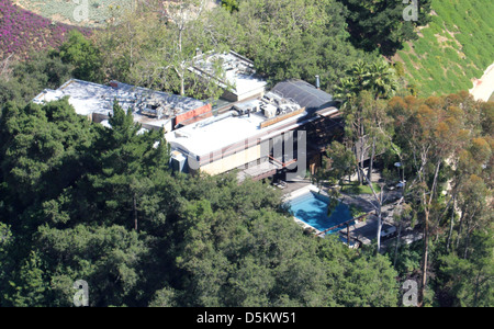 Aerial view of Demi Moore and Ashton Kutcher 's home in Los Angeles. Los Angeles, Californa - 26.04.2011 Stock Photo