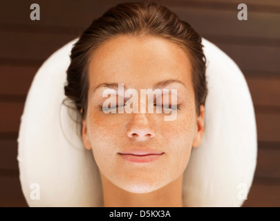Woman relaxing in spa Stock Photo