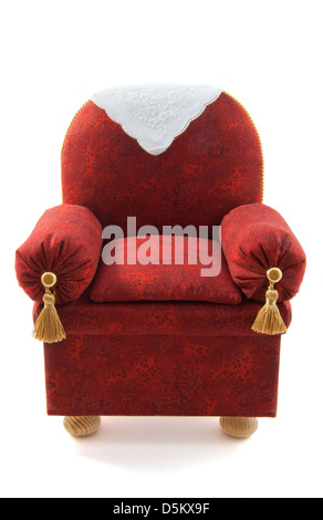 Red brown chair handmade isolated over white Stock Photo