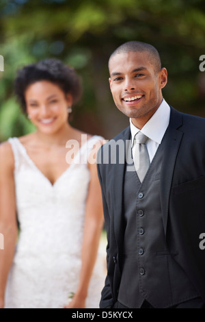 Portrait of newlywed couple Stock Photo
