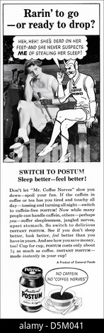 advertisement 1950s Postum caffein free coffee advert in American magazine circa 1954 Stock Photo