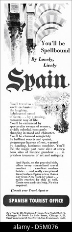 advertisement 1950s Spain tourism advert in American magazine circa 1954 Stock Photo