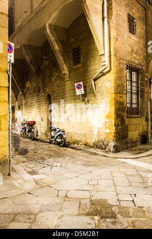 Street in the downtown of Florence at night. Stock Photo