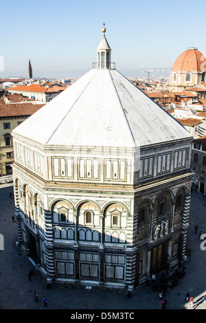 Florence Baptistery (Battistero di San Giovanni) viewed from Giotto's Campanile. Stock Photo