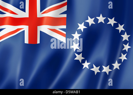 Cook Islands flag, three dimensional render, satin texture Stock Photo