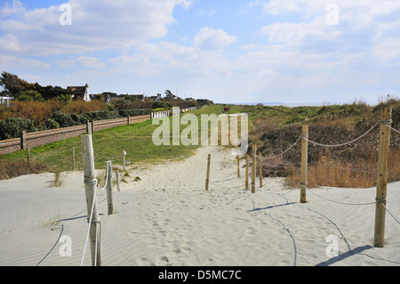 Pathway through the sand dunes to West Wittering Beach, West Wittering, West Sussex, England, UK Stock Photo