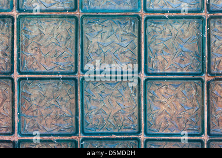 Old grunge glass block wall as background Stock Photo