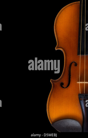 Violin front view on black background cropped, including clipping path Stock Photo