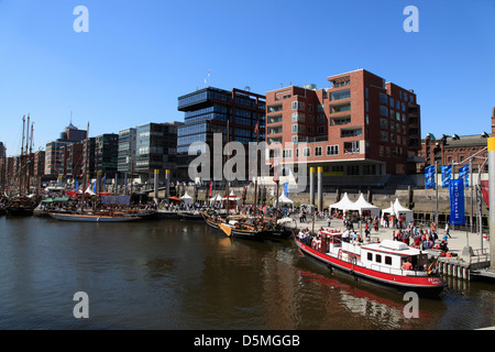 Hafencity, historic ships at Sandtorkai during Port anniversary, Hamburg, Germany Stock Photo