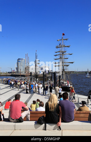 Hafencity, square at Elbphilharmonie with view to Elbe river, Hamburg, Germany Stock Photo