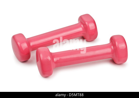 pink dumbbells isolated on white Stock Photo