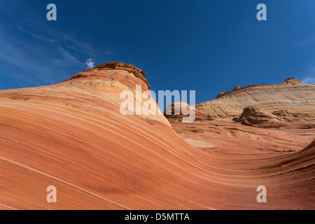 The Wave - colorful sandstone rock formation located in the United States of America near the Arizona and Utah border Stock Photo