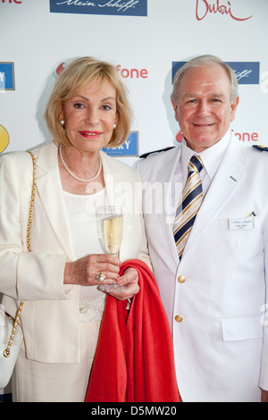 Dagmar Berghoff and Captain Kjell Holm at Mein Schiff 2 launch at harbour. Hamburg, Germany - 14.05.2011. Stock Photo