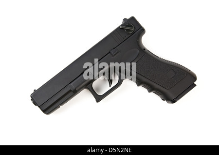 black handgun isolated on white Stock Photo
