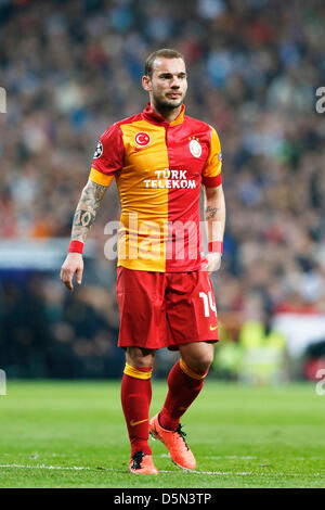 Madrid, Spain. 3rd April 2013. Wesley Sneijder (Galatasaray), APRIL 3, 2013 - Football / Soccer : UEFA Champions League Quarter-final 1st leg match between Real Madrid 3-0 Galatasaray at Estadio Santiago Bernabeu in Madrid, Spain. Credit: D.Nakashima/AFLO/Alamy Live News Stock Photo