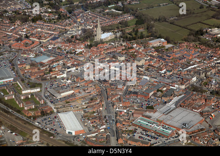 Aerial view of Grantham town, Lincolnshire Stock Photo