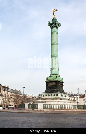 view of July Column on Place de la Bastille in Paris Stock Photo