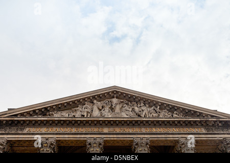 decor of pediment of Pantheon, Paris Stock Photo