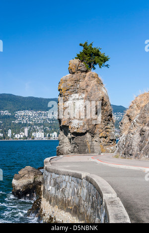 Siwash rock in Stanley Park. Vancouver, British Columbia Stock Photo