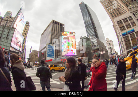 Newly installed led billboards at the corner of West 34th Street and Seventh Avenue in New York Stock Photo