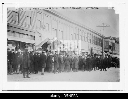 Crowd of strikers menacing strike-breakers, Lawrence (LOC) Stock Photo