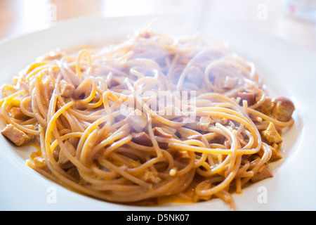 Spaghetti alla carbonara, a classical of the italian cusine Stock Photo
