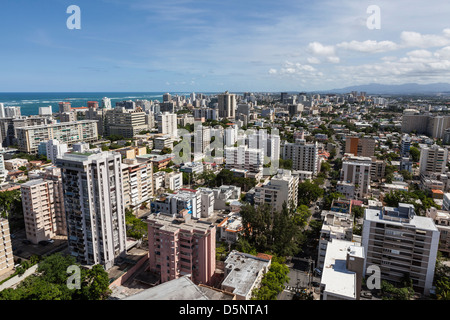 Downtown San Juan, Puerto Rico aerial. Stock Photo