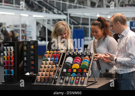 London, UK. 6th April 2013. UMA 2013, United Makeup Artists Expo takes place at the Business Design Centre in Islington, North London. At this European event created by Chris McGowan, leading professionals provide demonstrations and the latest techniques and products are showcased. Photo: Nick Savage/Alamy Live News Stock Photo
