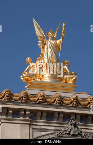 sculpture on Opera Paris - Palais Garnier at place de l'opera Stock Photo