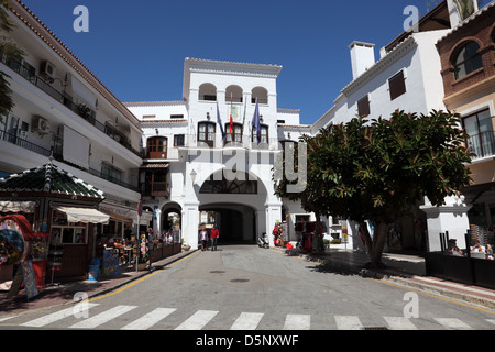 Street in Andalusian town Nerja, Province of Malaga, Spain Stock Photo