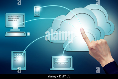 Cloud computing, technology connectivity concept Stock Photo