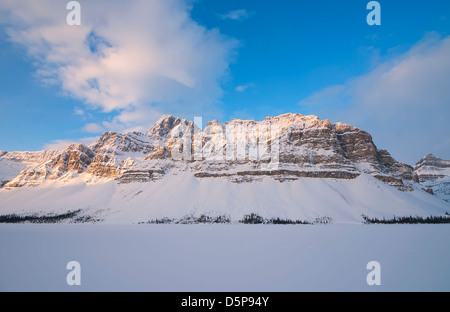 This was a sunrise in the beautiful Jasper National Park. This is Bow Lake. Stock Photo