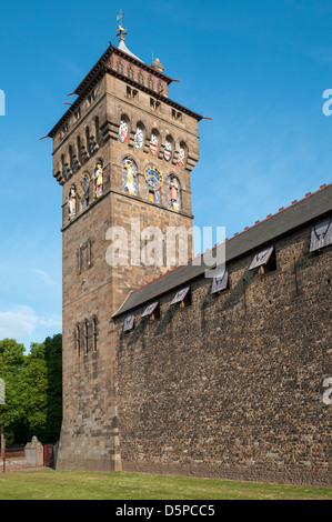 Wales, Cardiff Castle, clock tower Stock Photo