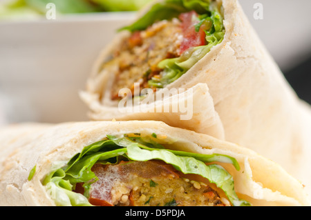 falafel pita bread roll wrap sandwich traditional arab middle east food Stock Photo