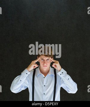 Business man, student or teacher think or thinking hard with copy space Stock Photo