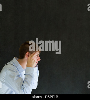 Business man, student or teacher think or thinking hard with copy space Stock Photo