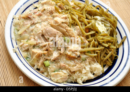 Meal of Creamed Turkey with String Beans Stock Photo