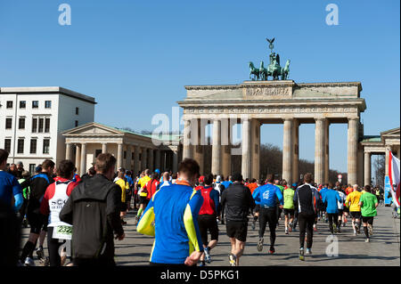 Berlin, Germany. 7th April, 2013. Berlin Half Marathon 2013 with victory in the Men's race going to Kenyan Jacob Kendagor 59:11 minutes in 1st, and 2nd to Silas Kipruto with 59:31 minutes and 3rd to Victor Kipchirchir with 59:39 minutes. The women's race went to Kenya, with Helah Kiprop winning (1:07:54), 2nd Philes Ongori (1:08:01) and 3rd Mai Ito (1:10:00) from Japan. Credit: © Gonçalo Silva/Alamy Line News. Stock Photo